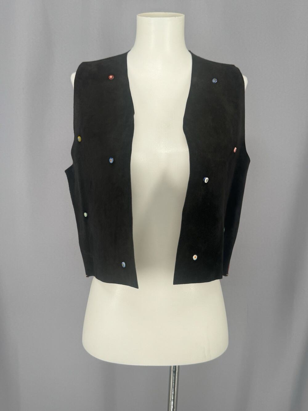 Vtg Henry Beguelin Suede Vest S Millefiori Beads Limted Edition Western Luxury
